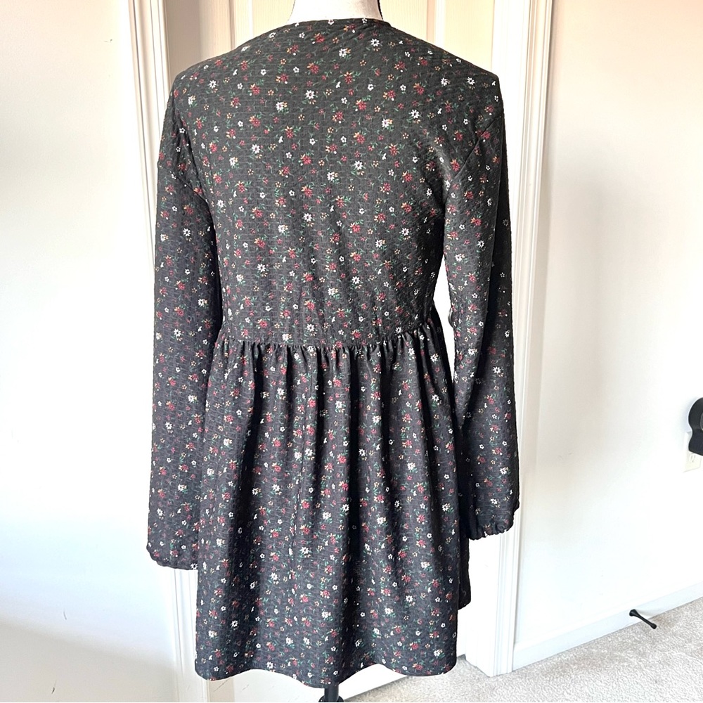ASOS Design Floral Long Sleeve Side Tie Surplice Mini Dress—SZ. 6 - Picture 6 of 15